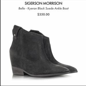 Belle Sigerson Morrison Hidden Wedge Boots🖤 9.5 black suede leather ankle